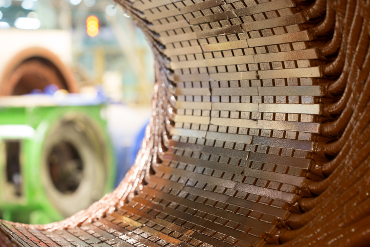 Stator of a big electric motor form wound stator coils
