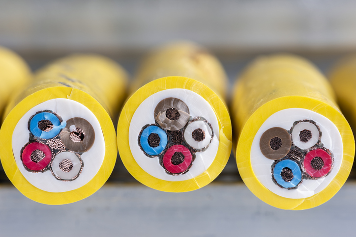 Electrical cables with shielded copper wires electrical insulation tubing shields copper wires in this close-up view