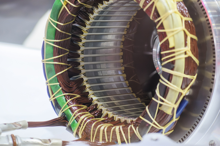 high temp insulation material seen as part of the stator parts for an electric motor