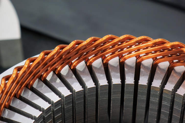 slot liner insulation is used for the bar wound stator parts, seen here in a close up